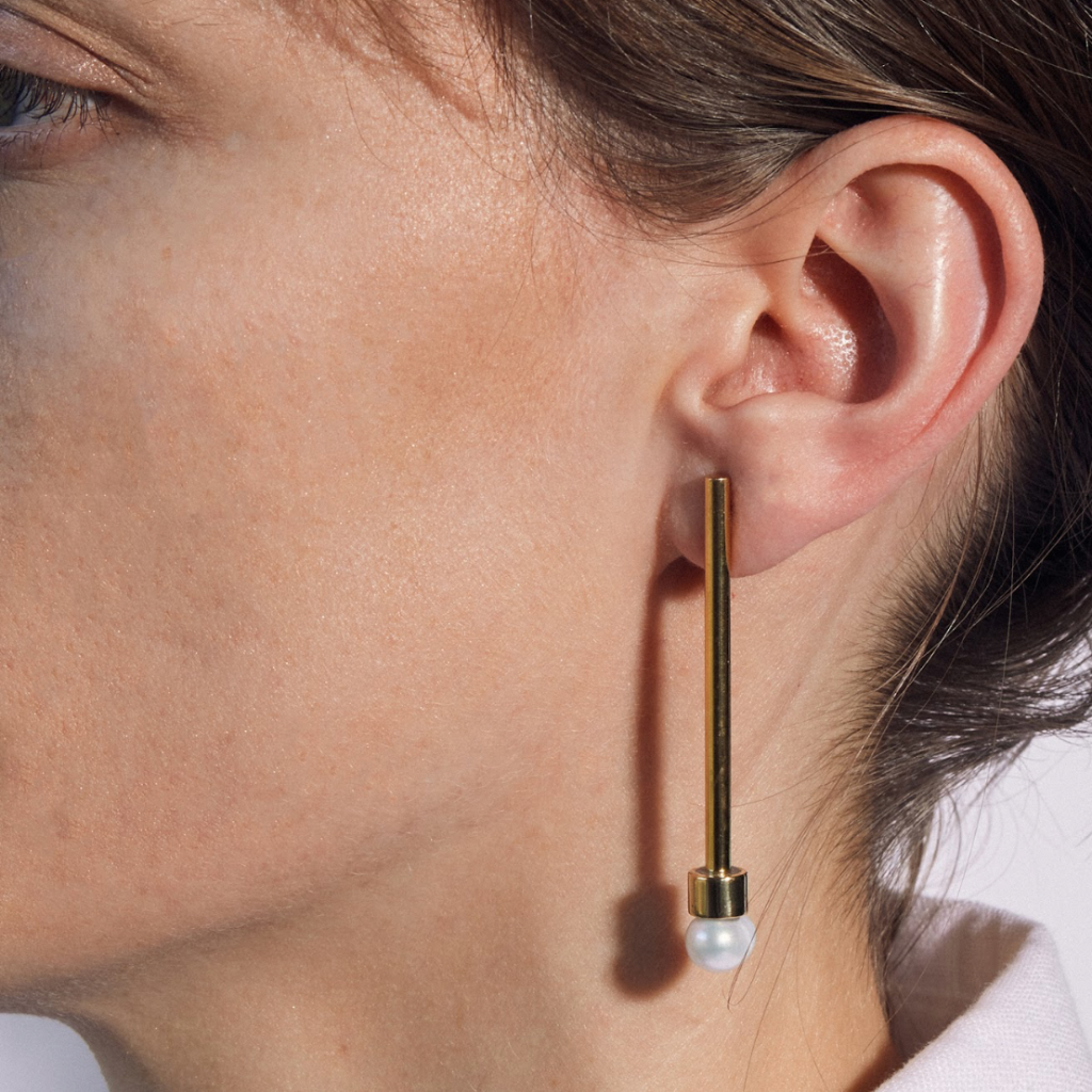 Brass Slim Moonbeam Earring