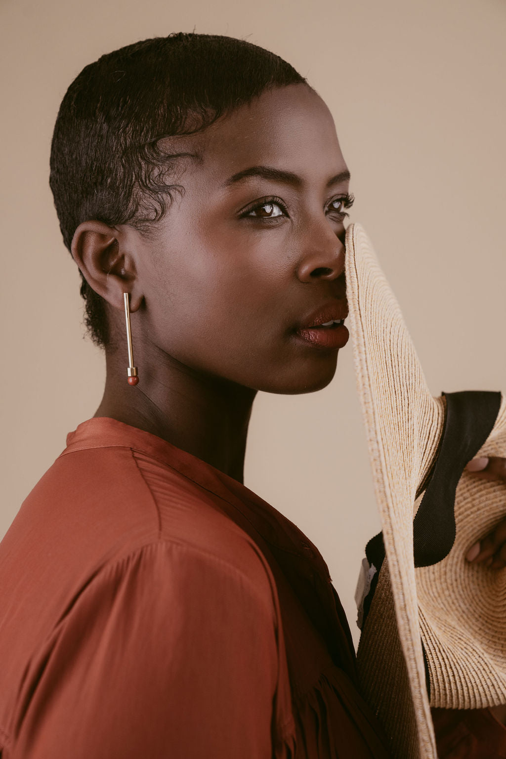 Brass Slim Moonbeam Earring