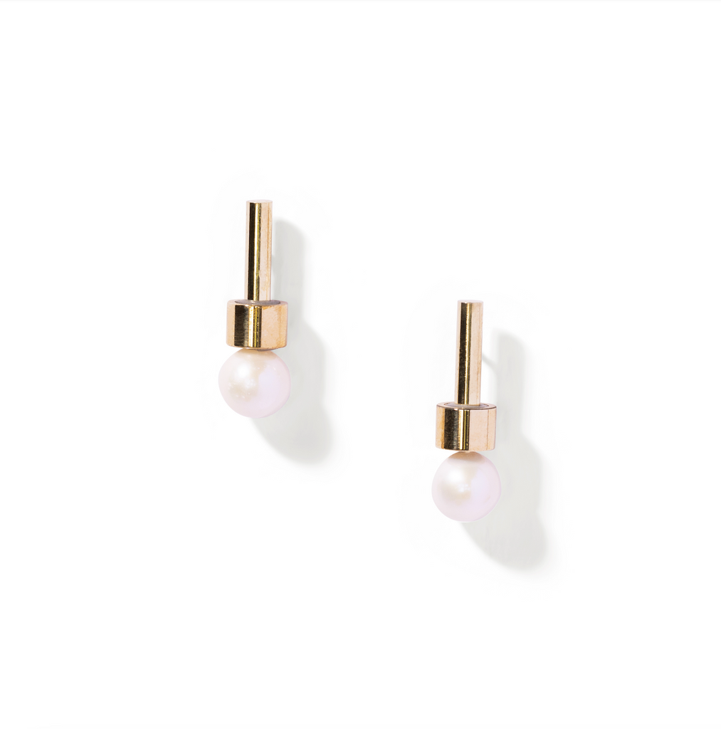 Brass Short Slim Moonbeam Earring